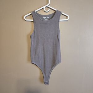 Hippie Rose Ribbed Taupe Girls' Sleeveless Bodysuit